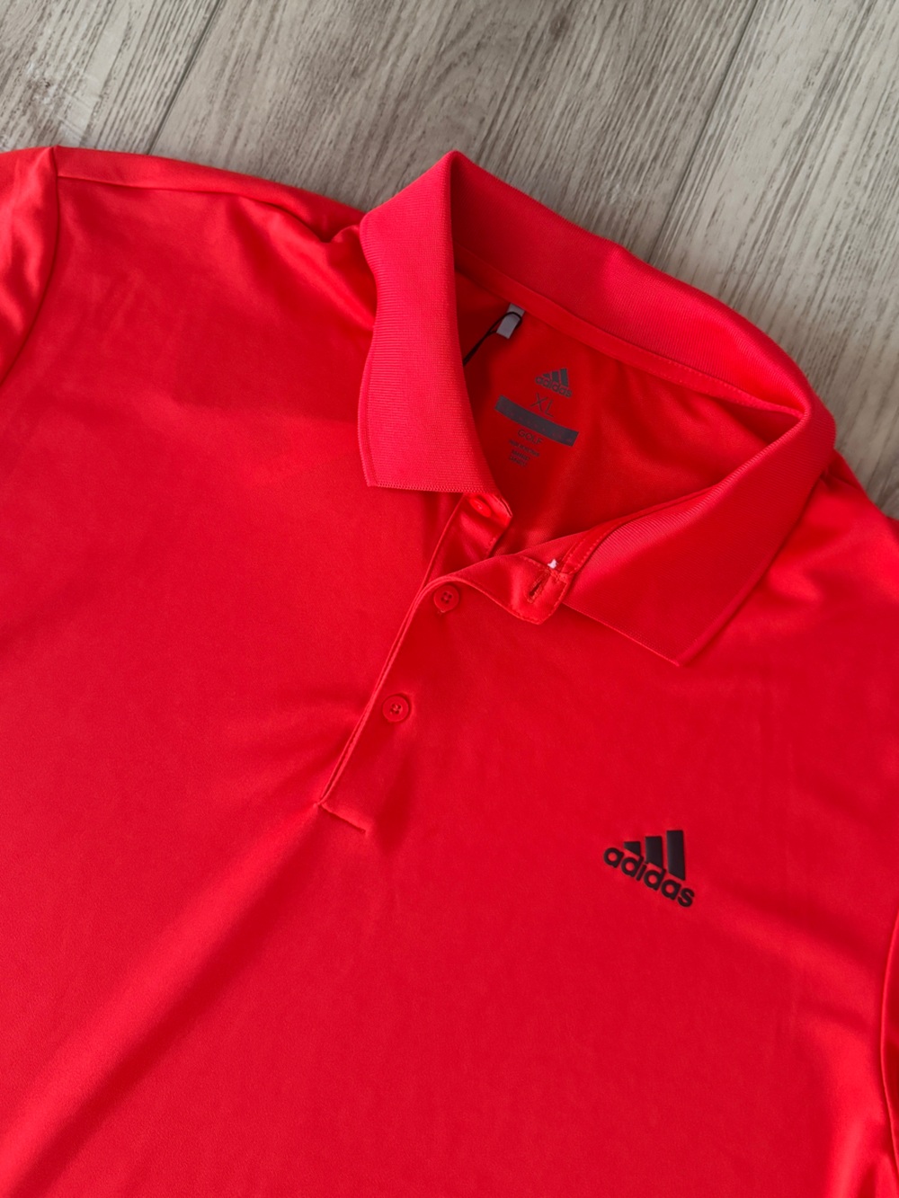 adidas Bright Red Men’s Golf Polo with Black Logo